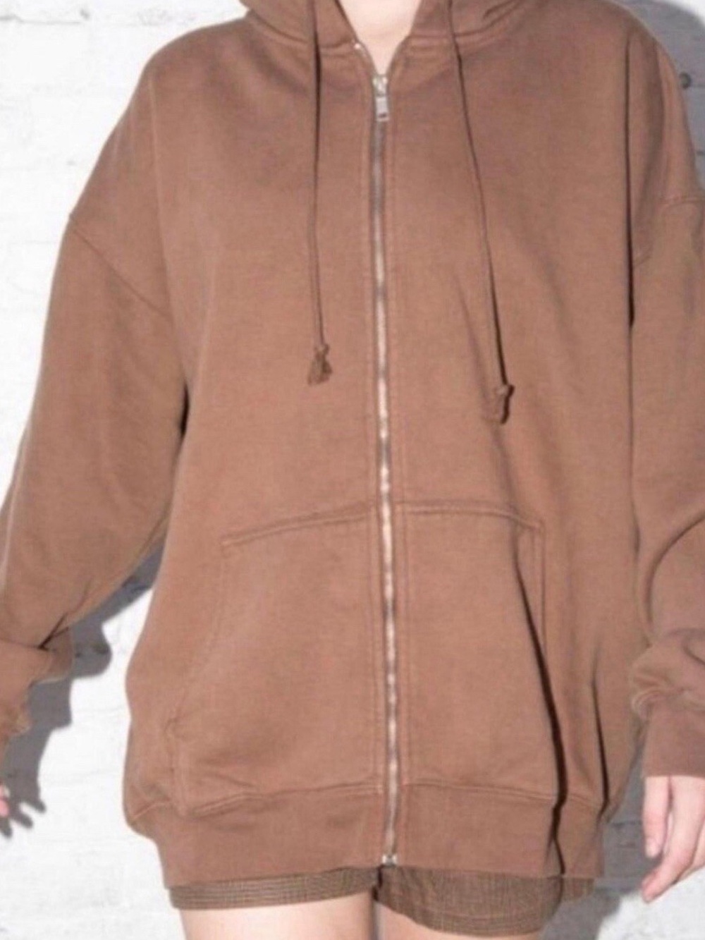 Brandy Melville Brown Zip-Up Hoodie
